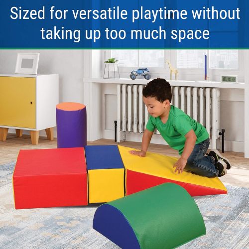  Constructive Playthings 5 Piece Lightweight Vinyl Soft Play Forms for Toddlers, Toddler Climbing, Crawling, Sliding Toys