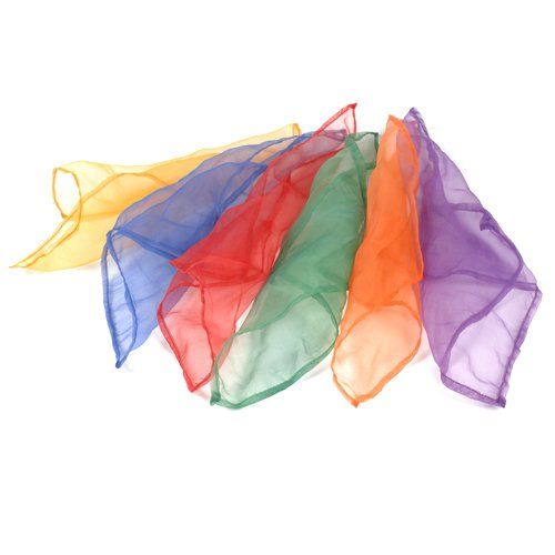  [아마존베스트]Constructive Playthings Set of Six 36 Square X-Tra Large Childrens Rainbow Scarves for Dancing and Movement in Vibrant Colors