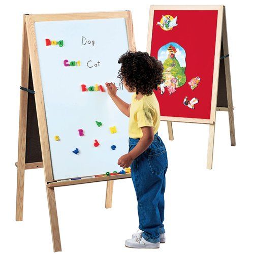  Constructive Playthings 3 n 1 Magnetic Easel with Write & Wipe and Flannel Board Sides