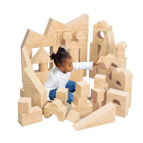  Constructive Playthings Super-Size 56 pc. Wood-Look Foam Blocks for Kids