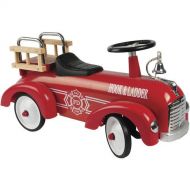 Constructive Playthings ATB-89 Hook and Ladder Steel Fire Truck Ride-On Car for Toddlers, Features Food-Powered Motion, Easy-Steering Wheel