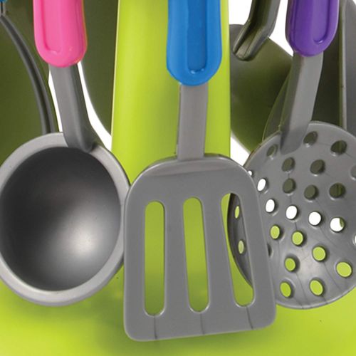  Constructive Playthings Pretend Play Kitchen Utensils Cookware - 38 Pieces Toy Set including Dinnerware