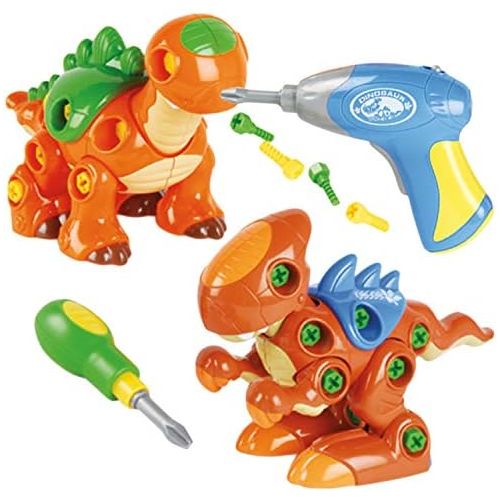  Constructive Playthings CP Toys Create-A-Dino Building Set with Electronic Drill and Screwdriver