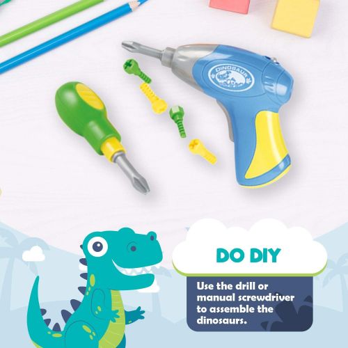  Constructive Playthings CP Toys Create-A-Dino Building Set with Electronic Drill and Screwdriver