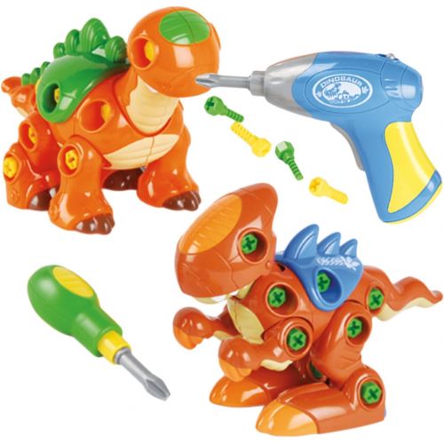  Constructive Playthings CP Toys Create-A-Dino Building Set with Electronic Drill and Screwdriver