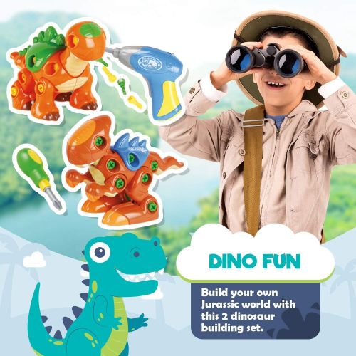  Constructive Playthings CP Toys Create-A-Dino Building Set with Electronic Drill and Screwdriver