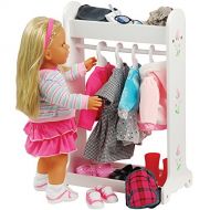 Constructive Playthings CP Toys Todays Girl Wooden Doll Clothes Rack for 18 inch Doll with 4 Hangers and 2 Shelves