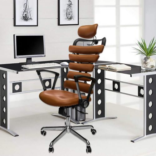  ConstructorStudio Constructor Studio Soho PU Leather Ergonomic Office Chair Full Adjustable Computer Desk Task Chair (Brown)