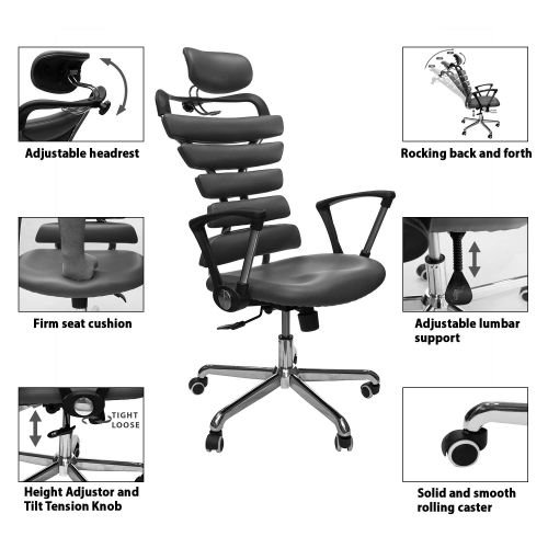  ConstructorStudio Constructor Studio Soho PU Leather Ergonomic Office Chair Full Adjustable Computer Desk Task Chair (Brown)