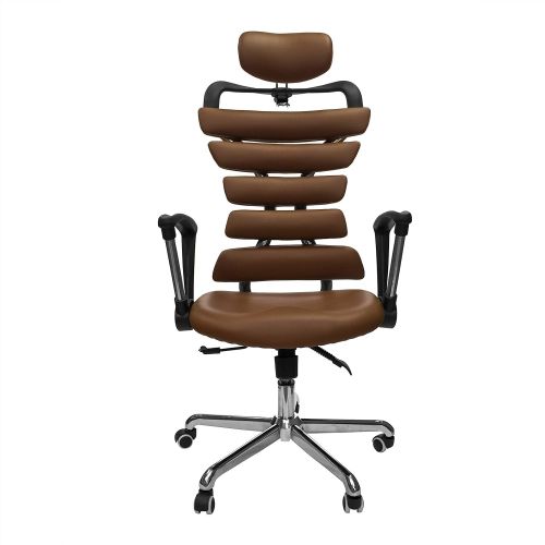  ConstructorStudio Constructor Studio Soho PU Leather Ergonomic Office Chair Full Adjustable Computer Desk Task Chair (Brown)