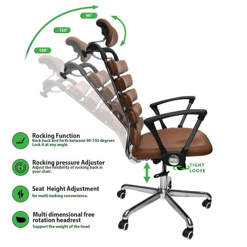  ConstructorStudio Constructor Studio Soho PU Leather Ergonomic Office Chair Full Adjustable Computer Desk Task Chair (Brown)