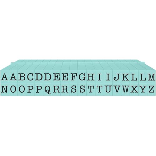  [아마존베스트]Contact USA Small 36-Piece American Typewriter Pegz Connectable Uppercase Alphabet Stamp Set, Pool Blue