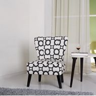 Container Furniture Direct Cora Collection Contemporary Patterned Print Upholstered Living Room Accent Chair, Black/White
