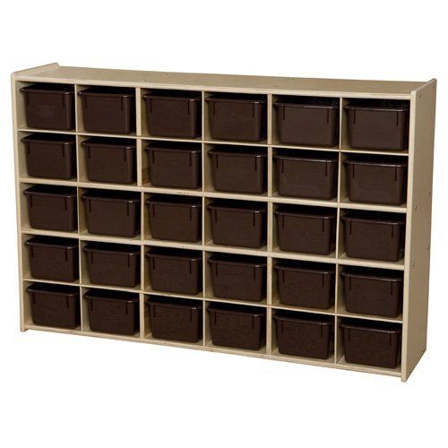  Contender C16032 Baltic Birch 30-Cubby Single Storage Unit with Chocolate Tubs, RTA (Pack of 30)