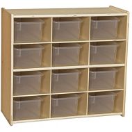 Contender C16121 Baltic Birch 12-Cubby Storage Unit with Clear Tubs, RTA (Pack of 12)