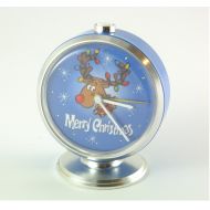 ContesDeFees WORKING !!! Upcycled Vintage Christmas Slava Alarm Clock, Christmas Blue Alarm Clock, Mir, Pobeda, Soviet Russian Clock, Rudolf Deer CCCP