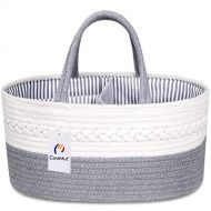 Conthfut Baby Diaper Caddy Organizer 100% Cotton Rope Nursery Storage Bin for Boys and Girls Large Tote Bag & Car Organizer with Removable Inserts Baby Shower Gift Basket