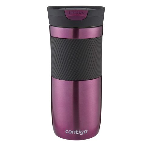  Contigo SnapSeal Byron Vacuum-Insulated Stainless Steel Travel Mug, 16 oz, Radiant Orchid and Stormy Weather