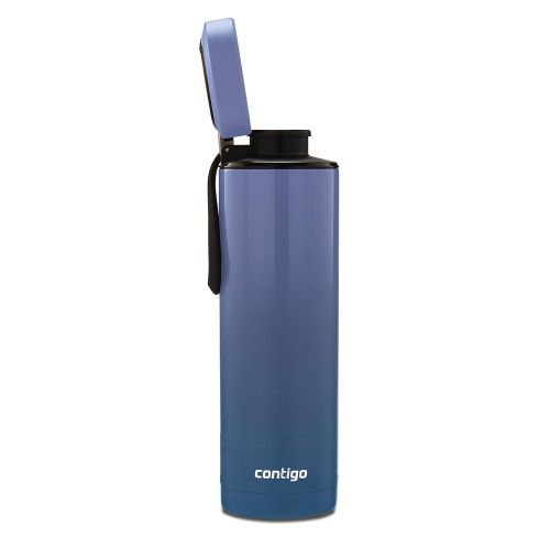  Contigo Vacuum-Insulated Stainless Steel Water Bottle with a Quick-Twist Lid, 24 oz, Blue Corn