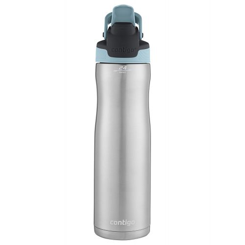  Contigo Stainless Steel Water Bottle | Vacuum-Insulated Water Bottle | AUTOSEAL Chill Water Bottle, 24oz, Stainless/Ice Aqua