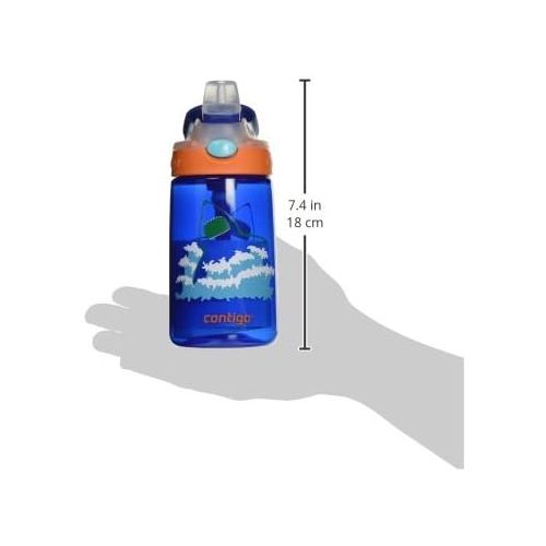  [아마존베스트]Contigo AUTOSPOUT Straw Gizmo Flip Kids Water Bottle, 14 oz, Blue