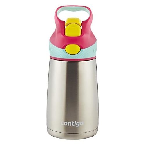  [아마존베스트]Contigo AUTOSPOUT Straw Striker Chill Stainless Steel Kids Water Bottle, 10 oz, Cherry Blossom