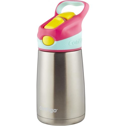  [아마존베스트]Contigo AUTOSPOUT Straw Striker Chill Stainless Steel Kids Water Bottle, 10 oz, Cherry Blossom