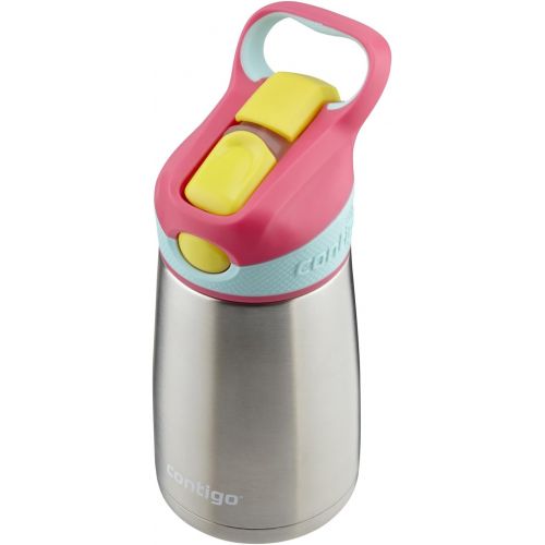  [아마존베스트]Contigo AUTOSPOUT Straw Striker Chill Stainless Steel Kids Water Bottle, 10 oz, Cherry Blossom