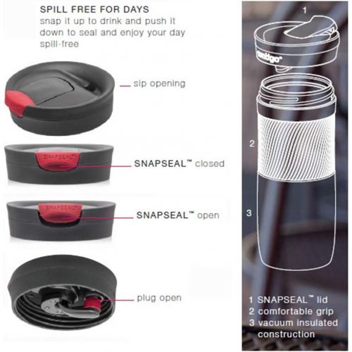  Visit the Contigo Store Contigo Byron Snapseal Thermal Mug, Stainless Steel Insulating Mug, Coffee Mug to go, Leak-proof, Dishwasher-safe Lid BPA-free