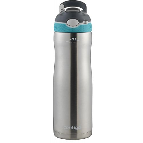  Contigo - 2076624 Contigo Stainless Steel Water Bottle Vacuum-Insulated Water Bottle Autospout Ashland Chill Water Bottle, 20 Oz, Stainless/Scuba