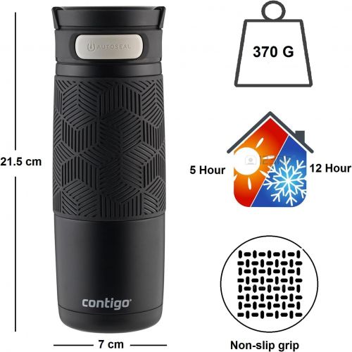  [아마존베스트]Contigo AUTOSEAL Transit Stainless Steel Travel Mug, 16 oz, Matte Black