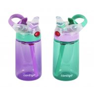 Contigo Kids Water Bottle, 2 Pack Autospout Gizmo - Plastic, 14oz - Leak and Spill Proof Bottles, Ideal for Travel and Activities, Easy-Clean and Dishwasher Safe - Press The Button