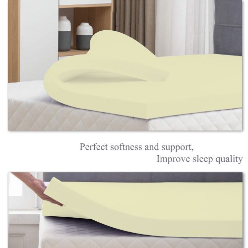  Continental Sleep, 2 High-Density Foam Mattress Topper with Orthopedic Cover-Twin Size