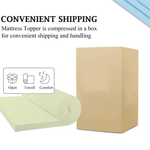  Continental Sleep, 2 High-Density Foam Mattress Topper with Orthopedic Cover-Twin Size