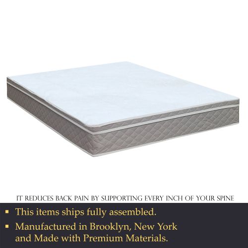  Continental Sleep, 10-inch Pillow top Fully Assembled EUROTOP Innerspring Medium Plush Mattress and 4 Box Spring, Twin Size