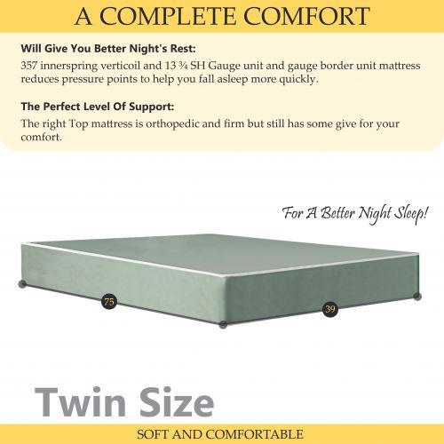  Continental Sleep, Innerspring System Waterproof Vinyl Innerspring Mattress, Ideal for Institutional and Home Health Care Use, Twin Size