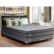 Continental Sleep, 13-Inch Soft Foam Encased Hybrid Eurotop Pillowtop Memory Foam Gel Innerspring Mattress And Wood Traditional Box Spring/Foundation Set, Good For The Back, No Ass