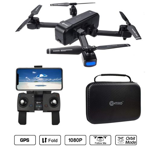  Contixo F22 RC Foldable Quadcopter Drone | Selfie, Gesture, 1080p WiFi Camera, GPS, Altitude Hold, Auto Hover, First Person View FPV, Follow Me, Waypoint Includes Compact Drone Sto