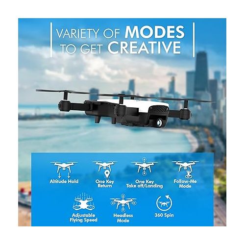  Contixo F16 FPV Drone with Camera for Kids - 2.4G RC Quadcopter Drones for Kids and Beginners with 6-Axis Gyro, 1080P HD Camera, Follow Me Mode, Gesture Control, Headless Mode, WiFi, 2 Batteries…