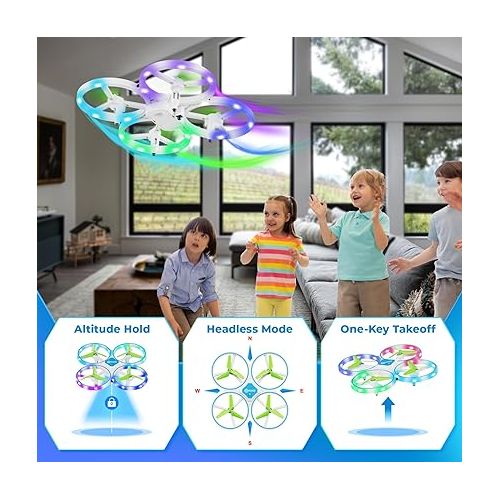  Contixo TD1 Mini Drone for Kids and Beginners - Kids Drones Age 8-12 with LED Light, Quadcopter Indoor toy with Headless Mode, 3D Flip, Altitude Hold, 2 Batteries, Gift Toys for Boys and Girls (Blue)