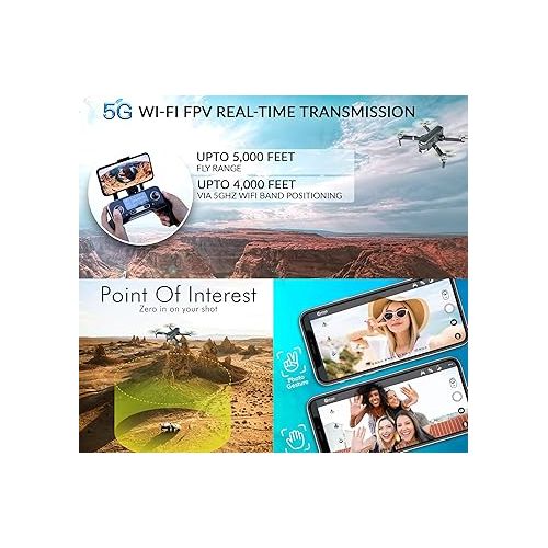  Contixo F35 GPS Drone with 4K UHD Camera 2-Axis Self stabilizing Gimbal 5G WiFi FPV RC Quadcopter Brushless Drone for Adults, Bonus 64GB SD Card Carrying Case