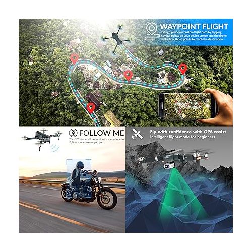  Contixo F35 GPS Drone with 4K UHD Camera 2-Axis Self stabilizing Gimbal 5G WiFi FPV RC Quadcopter Brushless Drone for Adults, Bonus 64GB SD Card Carrying Case