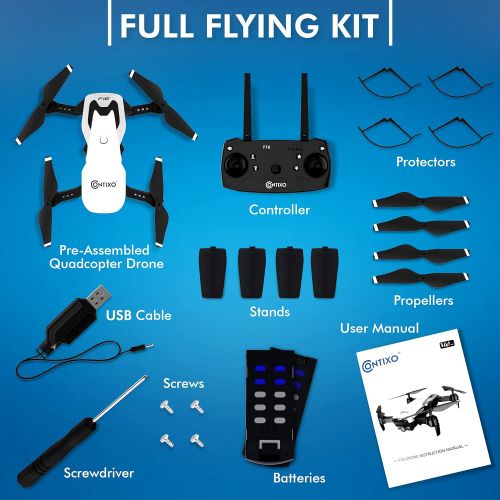  Contixo F16 FPV Drone with Camera for Kids - 2.4G RC Quadcopter Drones for Kids and Beginners with 6-Axis Gyro, 1080P HD Camera, Follow Me Mode, Gesture Control, Headless Mode, WiF