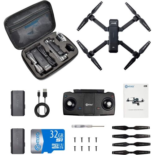  Contixo 4K GPS Quadcopter Drone with HD FPV Camera Live Video for Adults with Custom Case & 2 Batteries