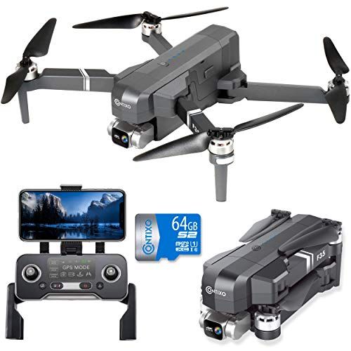  Contixo F35 GPS Drone with 4K UHD Camera 2-Axis Self stabilizing Gimbal 5G WiFi FPV RC Quadcopter Brushless Drone for Adults, Bonus 64GB SD Card Carrying Case