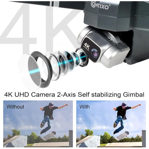  Contixo F35 GPS Drone with 4K UHD Camera 2-Axis Self stabilizing Gimbal 5G WiFi FPV RC Quadcopter Brushless Drone for Adults, Bonus 64GB SD Card Carrying Case