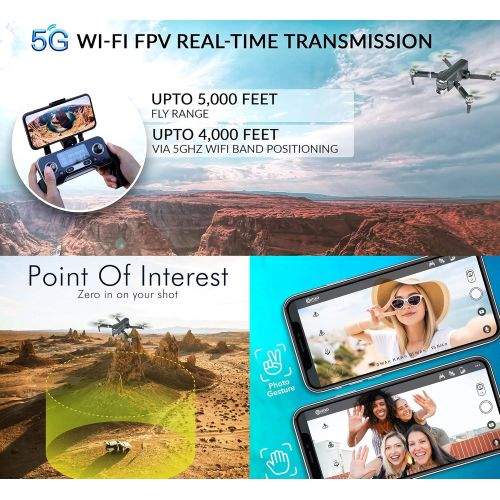  Contixo F35 GPS Drone with 4K UHD Camera 2-Axis Self stabilizing Gimbal 5G WiFi FPV RC Quadcopter Brushless Drone for Adults, Bonus 64GB SD Card Carrying Case