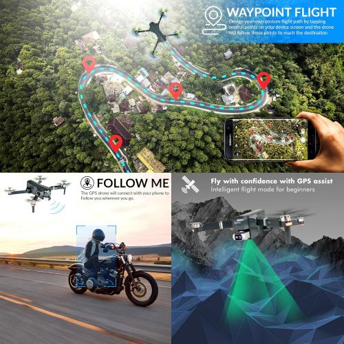  Contixo F35 GPS Drone with 4K UHD Camera 2-Axis Self stabilizing Gimbal 5G WiFi FPV RC Quadcopter Brushless Drone for Adults, Bonus 64GB SD Card Carrying Case