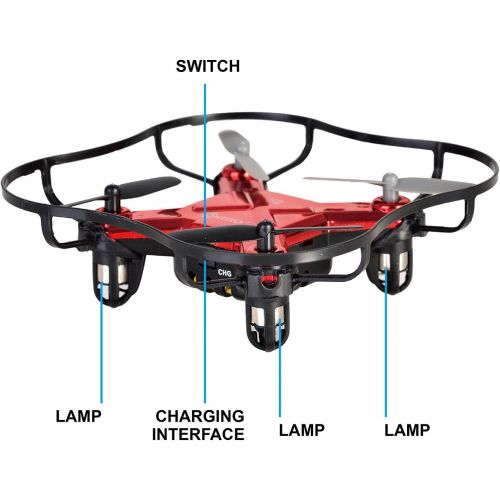  Contixo Mini Pocket Drone 4CH 6 Axis Gyro RC Micro Quadcopter with 3D Flip, Intelligent Fixed Altitude (Hover Mode) (Red)