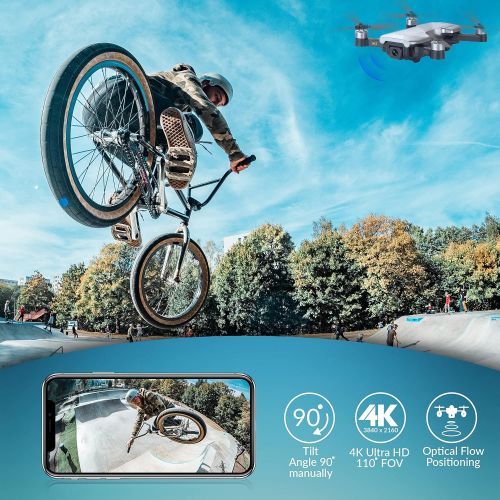  Contixo F30 Drone for Kids & Adults WiFi 4K UHD Camera and GPS, FPV Quadcopter for Beginners, Foldable mini drone, Brushless Motor, Follow Me, Two Batteries and Carrying Case Inclu